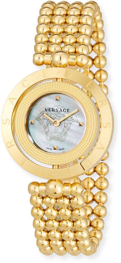 versace 33mm eon reversible-bezel watch with beaded bracelet chrome|Versace Eon Watch .